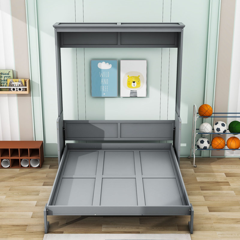 Ayomiposi Queen Low Profile Storage Murphy Bed Wildon Home Color Gray
